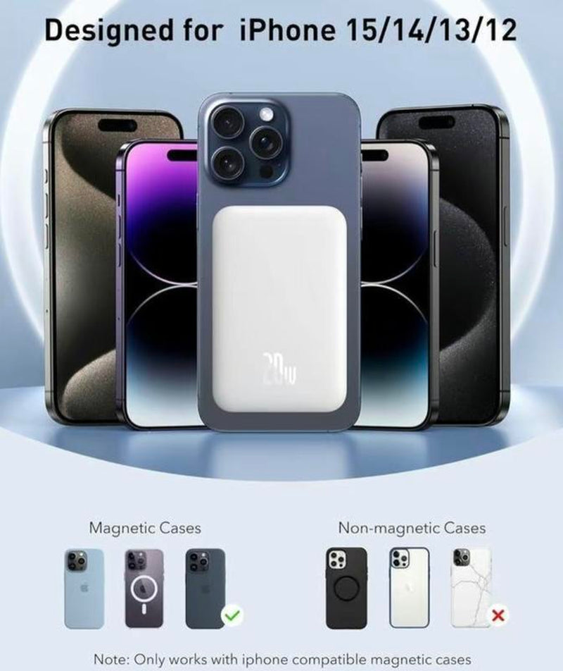 Magnetic Power Bank: Ultra-Compact 15W Wireless Charger for iPhone and Android - Fast Charging on the Go!