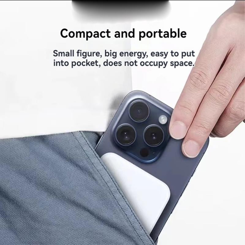 Magnetic Power Bank: Ultra-Compact 15W Wireless Charger for iPhone and Android - Fast Charging on the Go!