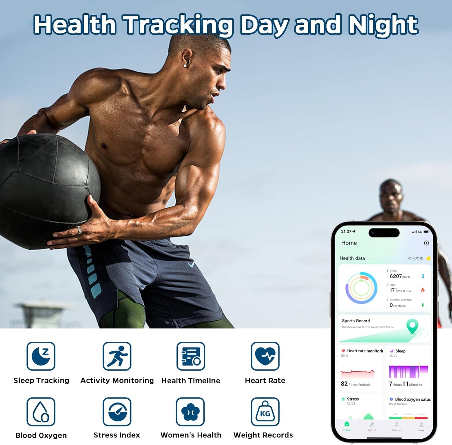 Revolutionary Smart Ring Health Tracker - Your Stylish Companion for Sleep, Activity Monitoring, and Heart Rate with Air Gestures - Waterproof Design with 7-Day Battery Life for iOS and Android in Sleek Silver