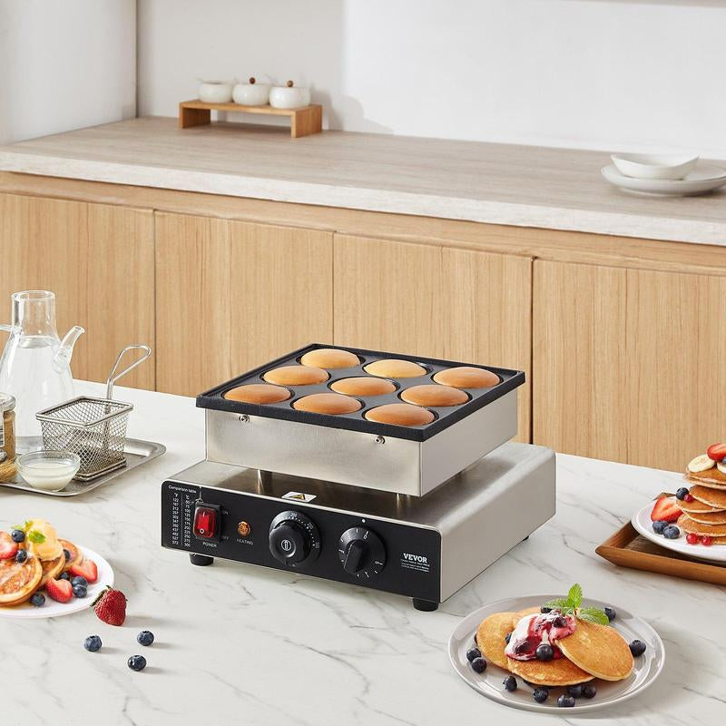 Indulge in Irresistible Delights with the VEVOR 9PCS 76mm Dutch Pancake Maker - Commercial Dorayaki Baker 850W Non-Stick!