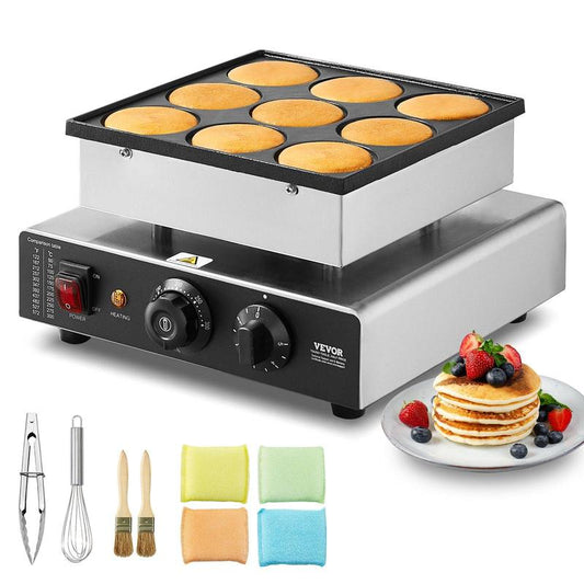 Indulge in Irresistible Delights with the VEVOR 9PCS 76mm Dutch Pancake Maker - Commercial Dorayaki Baker 850W Non-Stick!