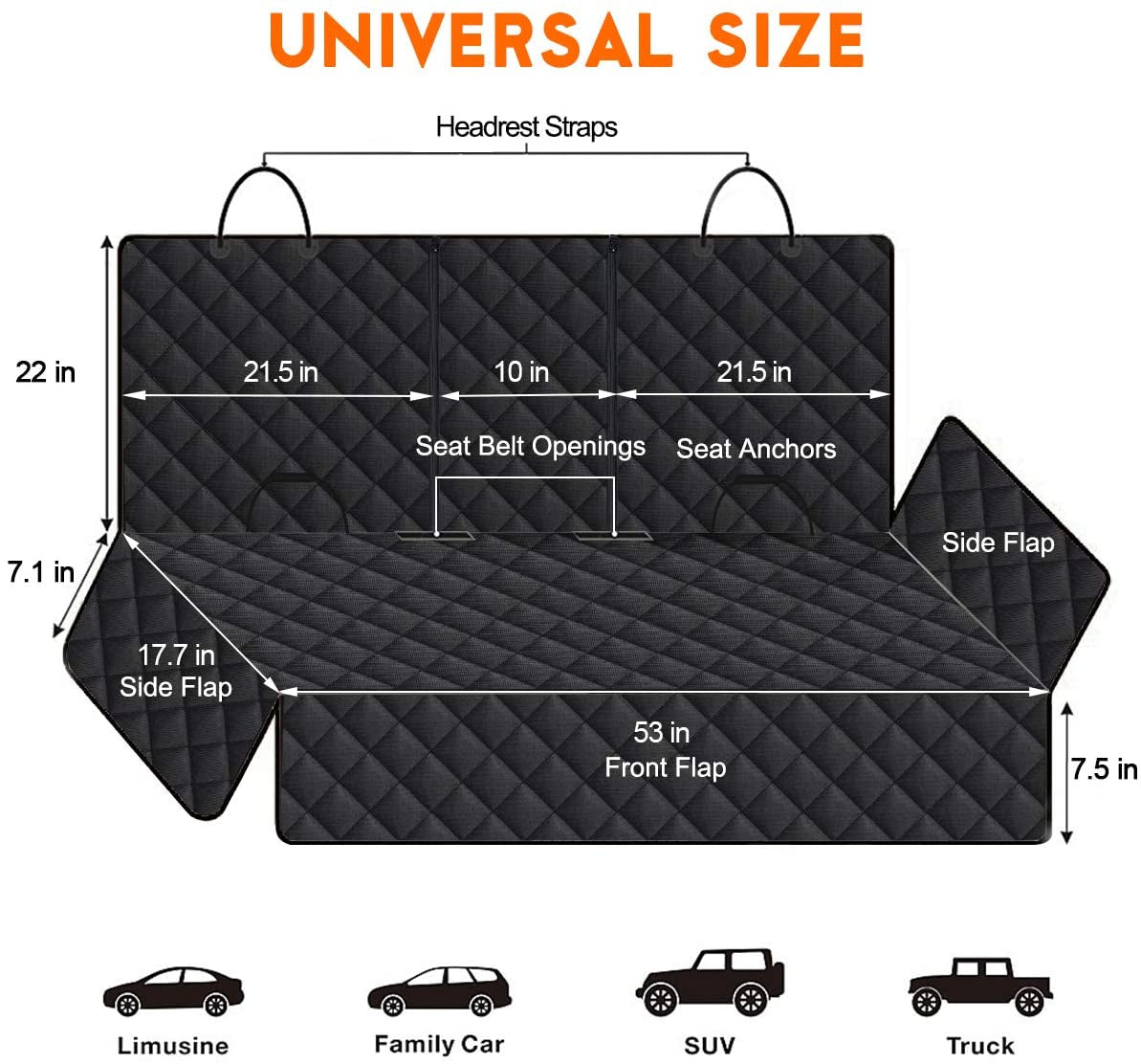 Ultimate Waterproof Dog Car Seat Cover - Non-Slip Protector for Back Seats, Universal Fit for Cars, Trucks & SUVs - Black