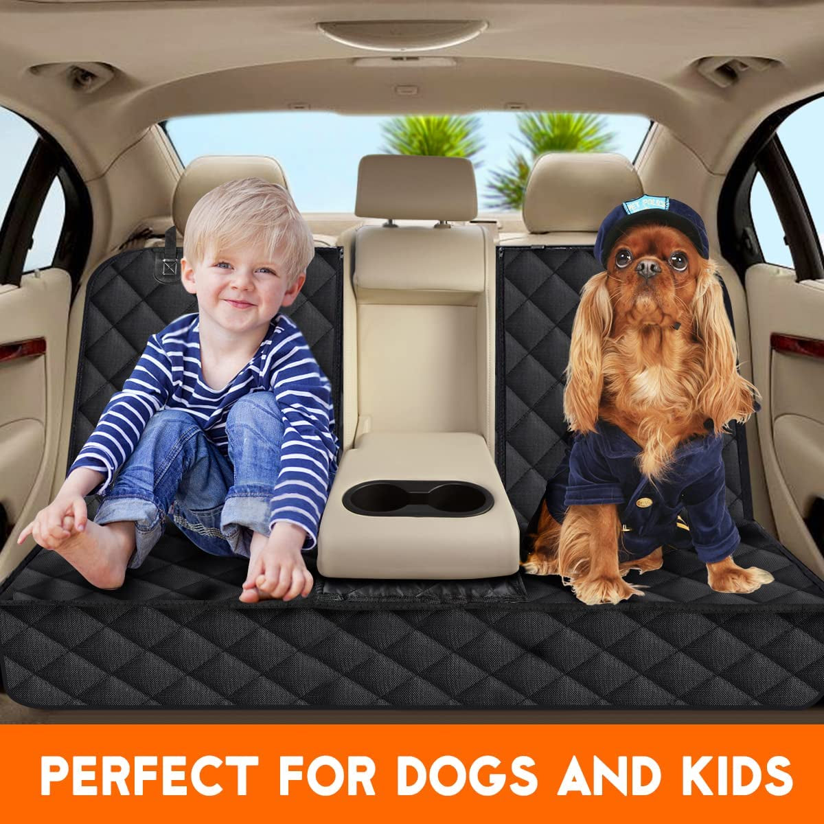 Ultimate Waterproof Dog Car Seat Cover - Non-Slip Protector for Back Seats, Universal Fit for Cars, Trucks & SUVs - Black