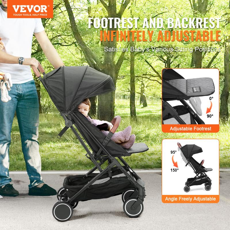 VEVOR Versatile Baby Stroller: Comfortable Adjustable Backrest, Lightweight Design, and Convenient One-Hand Folding for Active Families