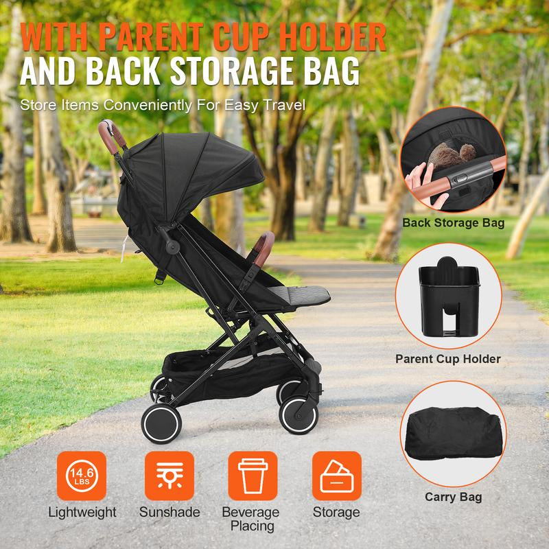 VEVOR Versatile Baby Stroller: Comfortable Adjustable Backrest, Lightweight Design, and Convenient One-Hand Folding for Active Families