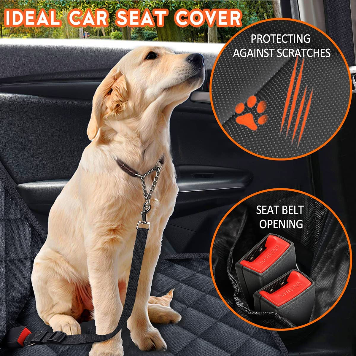 Ultimate Waterproof Dog Car Seat Cover - Non-Slip Protector for Back Seats, Universal Fit for Cars, Trucks & SUVs - Black