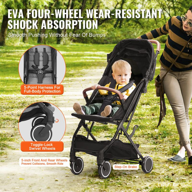 VEVOR Versatile Baby Stroller: Comfortable Adjustable Backrest, Lightweight Design, and Convenient One-Hand Folding for Active Families