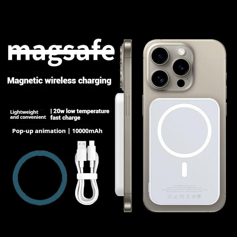 Magnetic Power Bank: Ultra-Compact 15W Wireless Charger for iPhone and Android - Fast Charging on the Go!