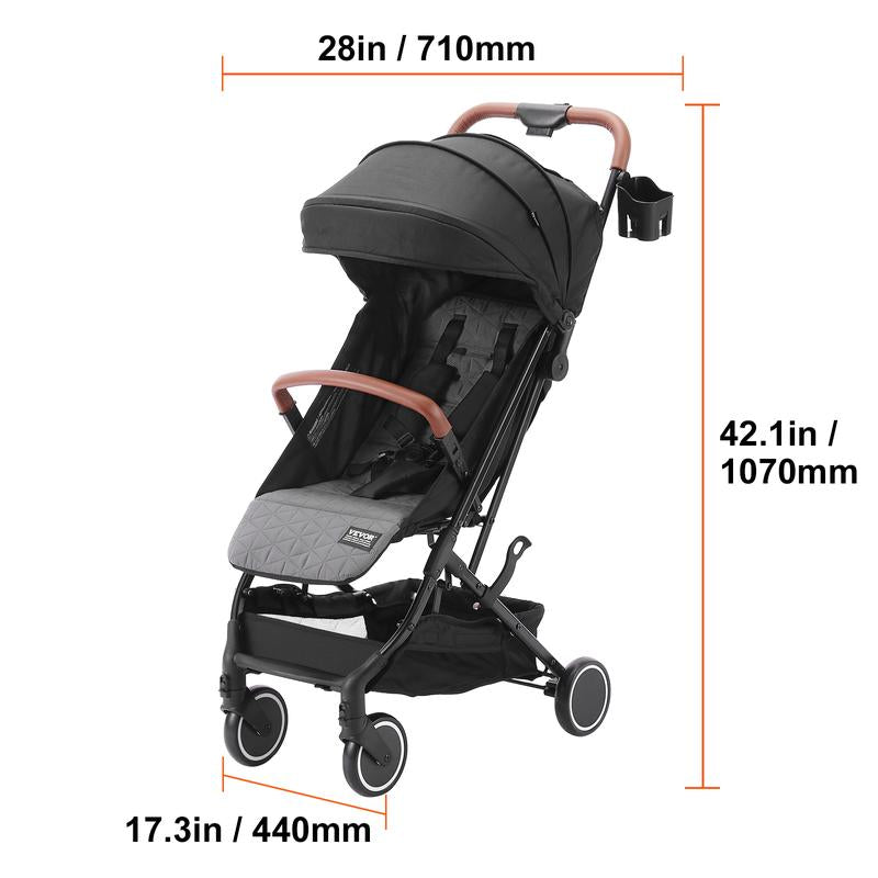VEVOR Versatile Baby Stroller: Comfortable Adjustable Backrest, Lightweight Design, and Convenient One-Hand Folding for Active Families