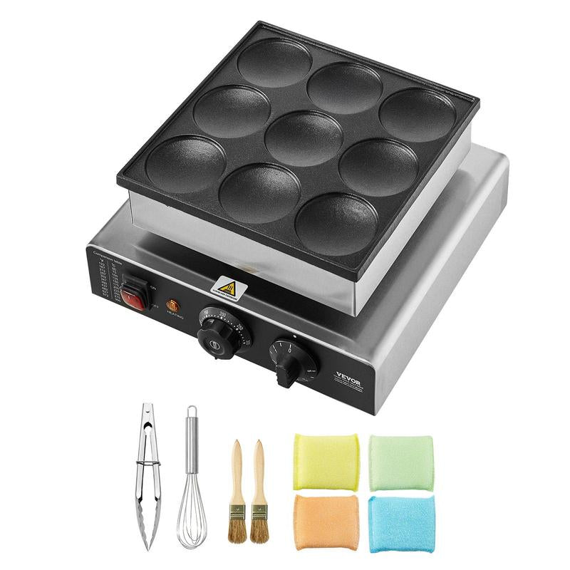 Indulge in Irresistible Delights with the VEVOR 9PCS 76mm Dutch Pancake Maker - Commercial Dorayaki Baker 850W Non-Stick!